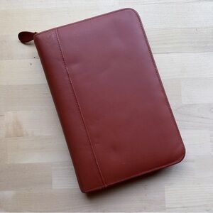Coach Cinnamon Brown Leather Zip Around Organizer Agenda Planner Case Cover